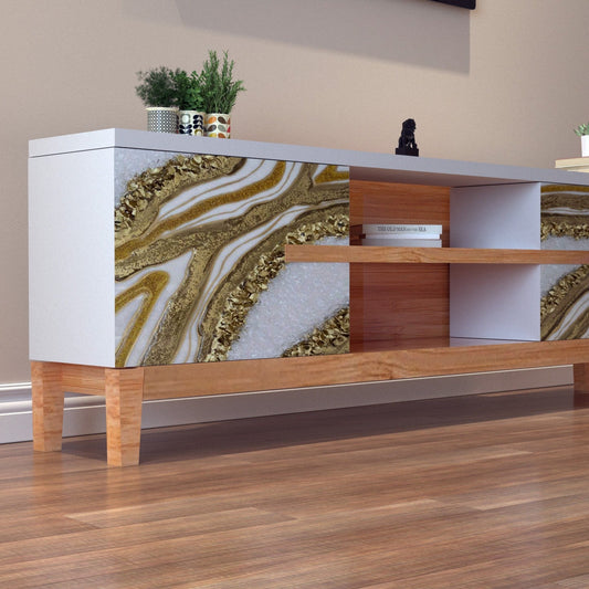 Media Console Table – Modern Resin & Wood Entertainment Unit | Fankaarlok
