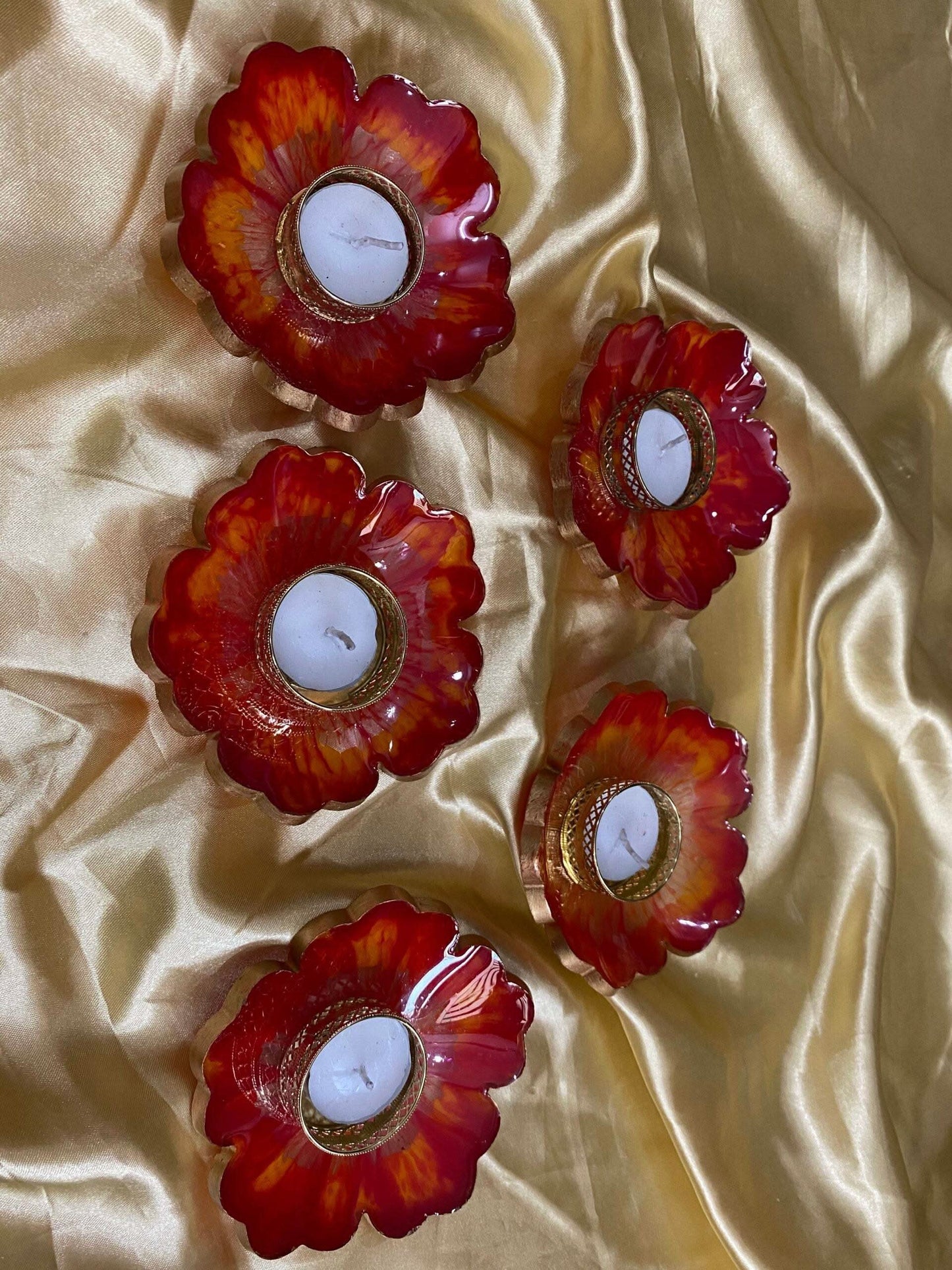 Sunset Bloom - Handcrafted Resin Tealight Holders | Fankaarlok