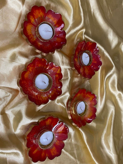 Sunset Bloom - Handcrafted Resin Tealight Holders | Fankaarlok