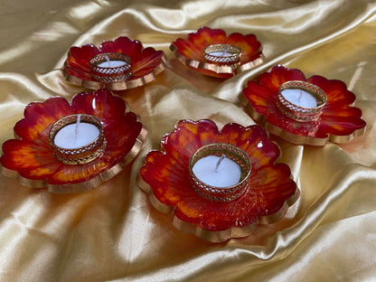 Sunset Bloom - Handcrafted Resin Tealight Holders | Fankaarlok