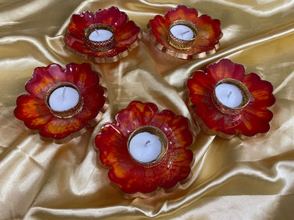 Sunset Bloom - Handcrafted Resin Tealight Holders | Fankaarlok