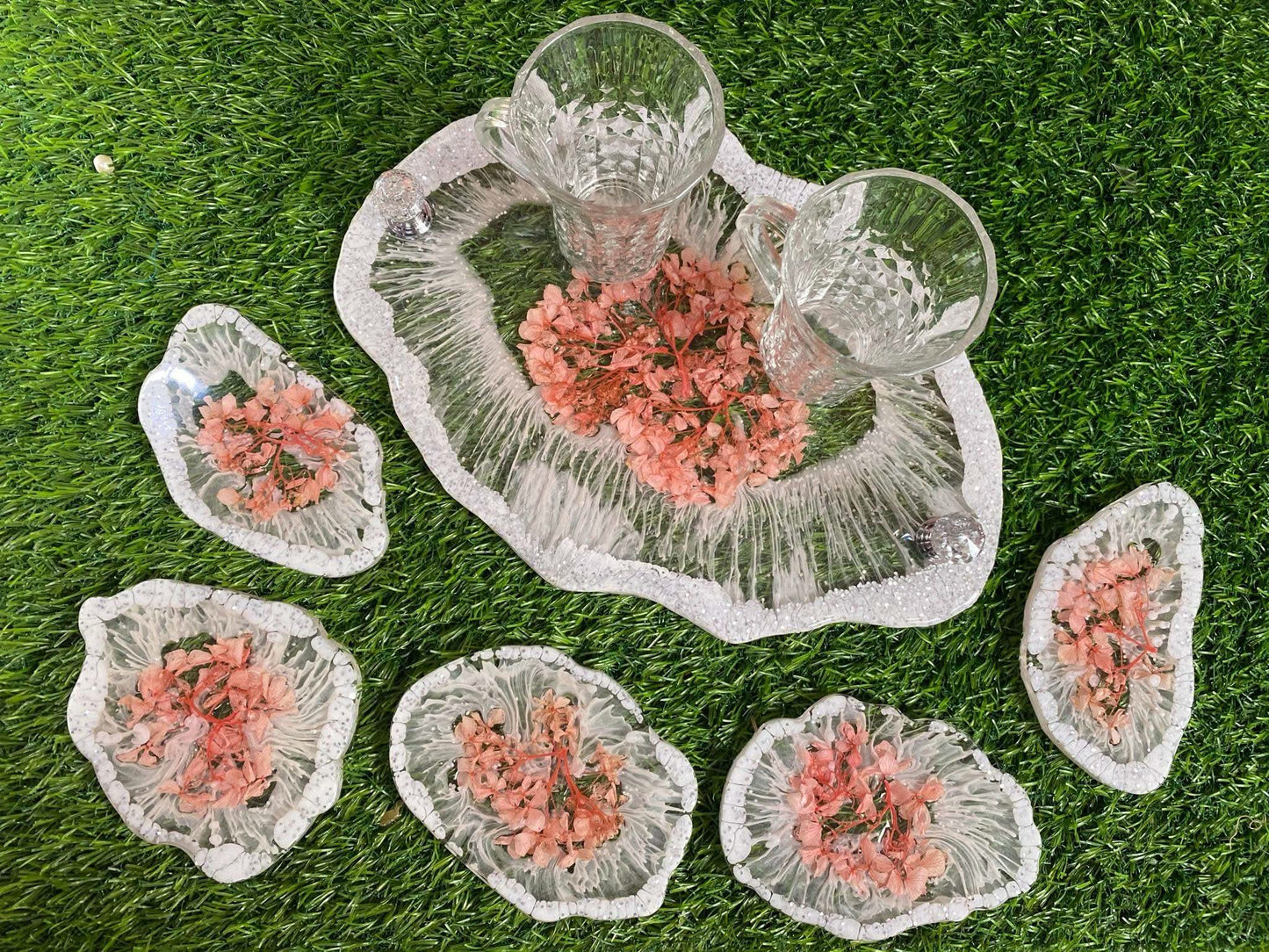 Designer Tray and Coaster Combo | Luxury Handcrafted Tableware Set - Fankaarlok