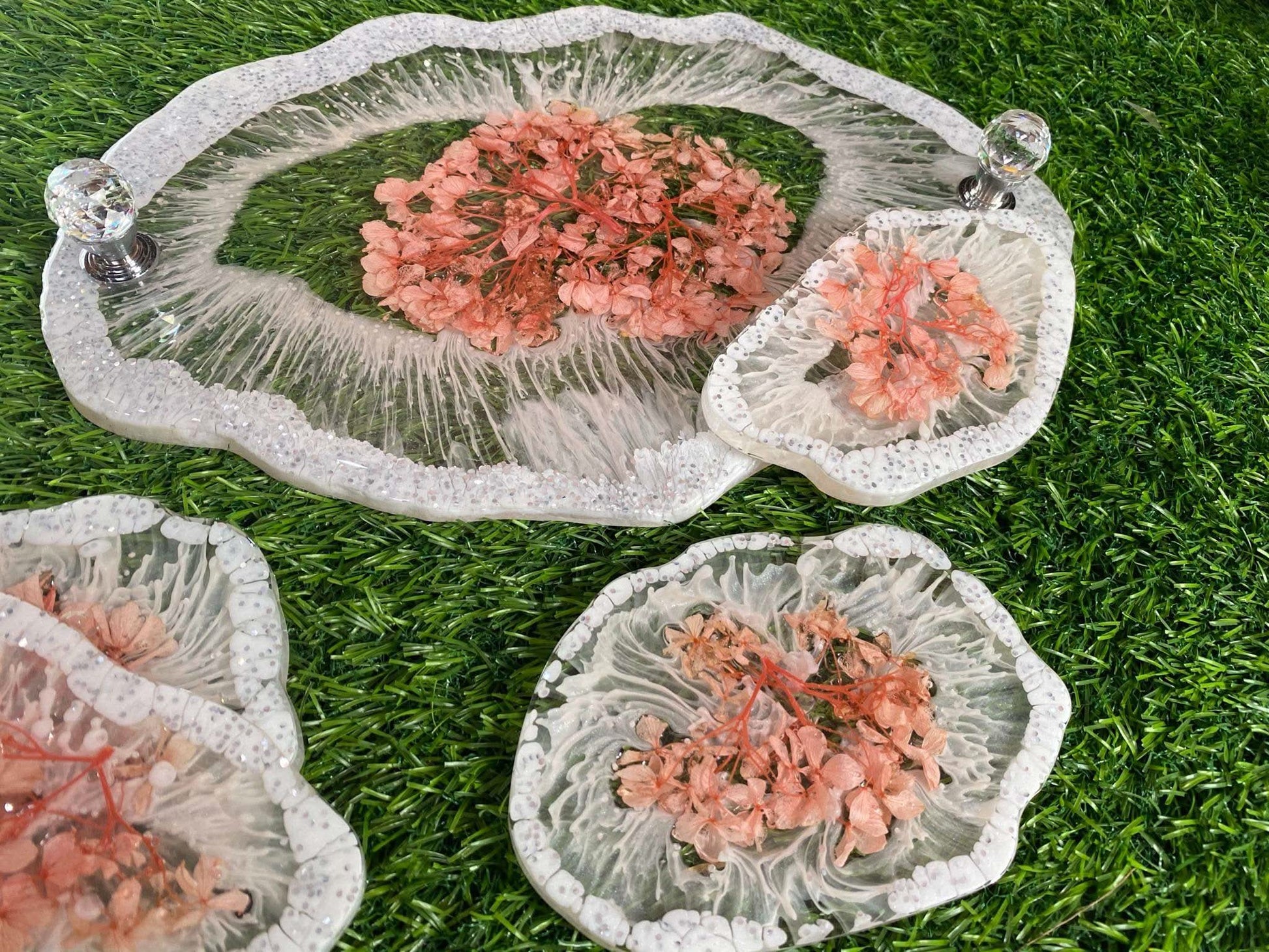 Designer Tray and Coaster Combo | Luxury Handcrafted Tableware Set - Fankaarlok