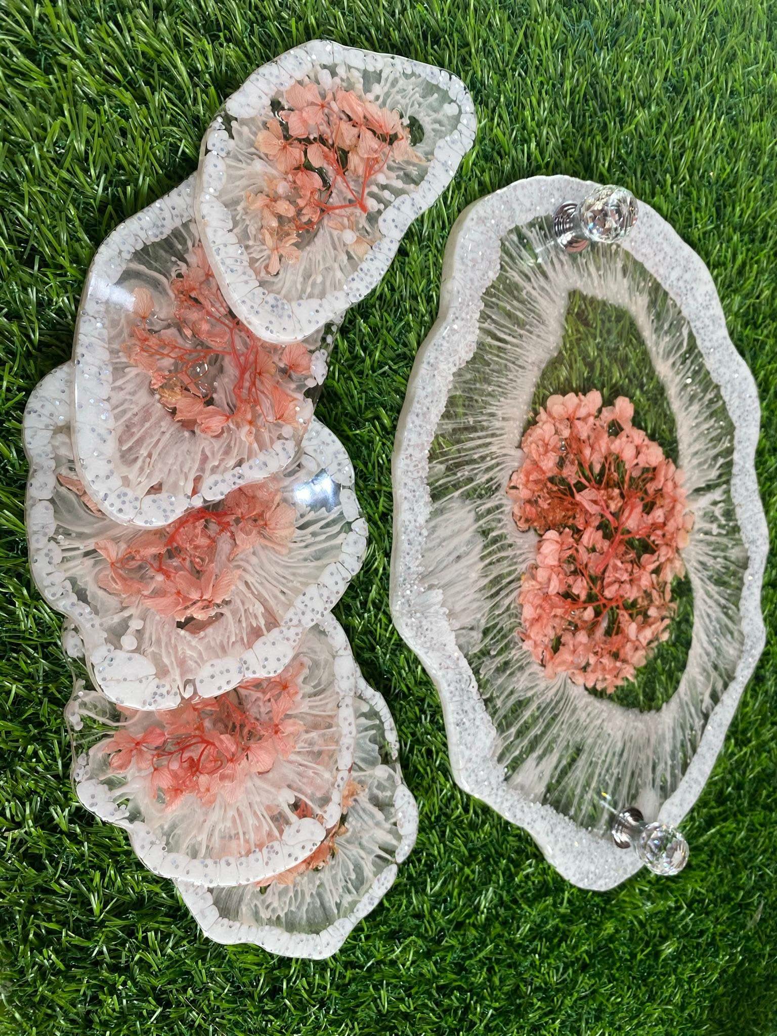 Designer Tray and Coaster Combo | Luxury Handcrafted Tableware Set - Fankaarlok