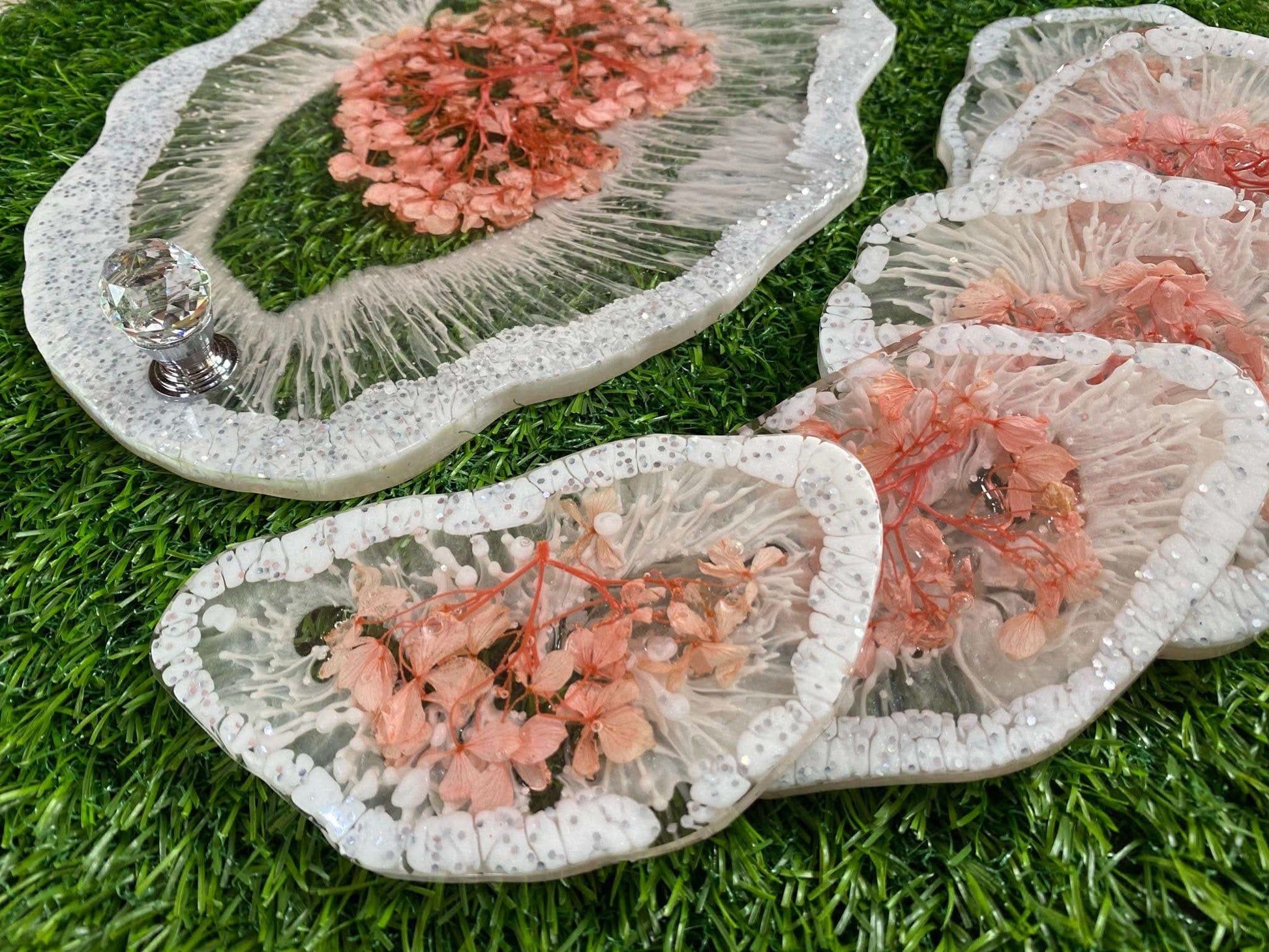 Designer Tray and Coaster Combo | Luxury Handcrafted Tableware Set - Fankaarlok