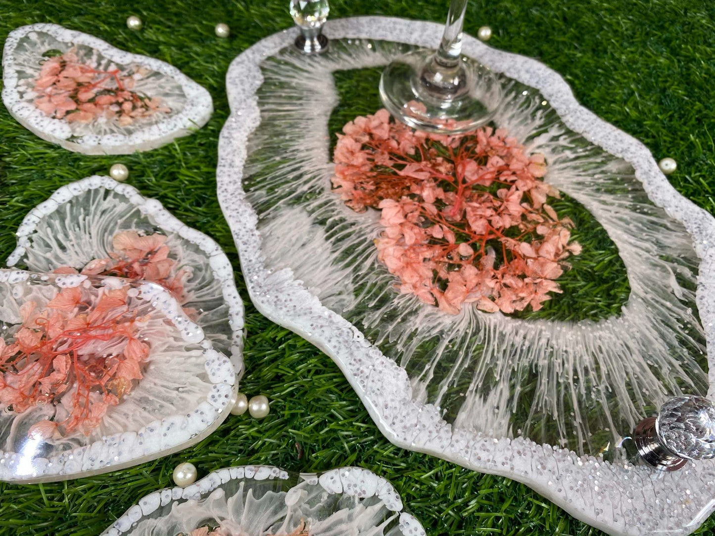 Designer Tray and Coaster Combo | Luxury Handcrafted Tableware Set - Fankaarlok