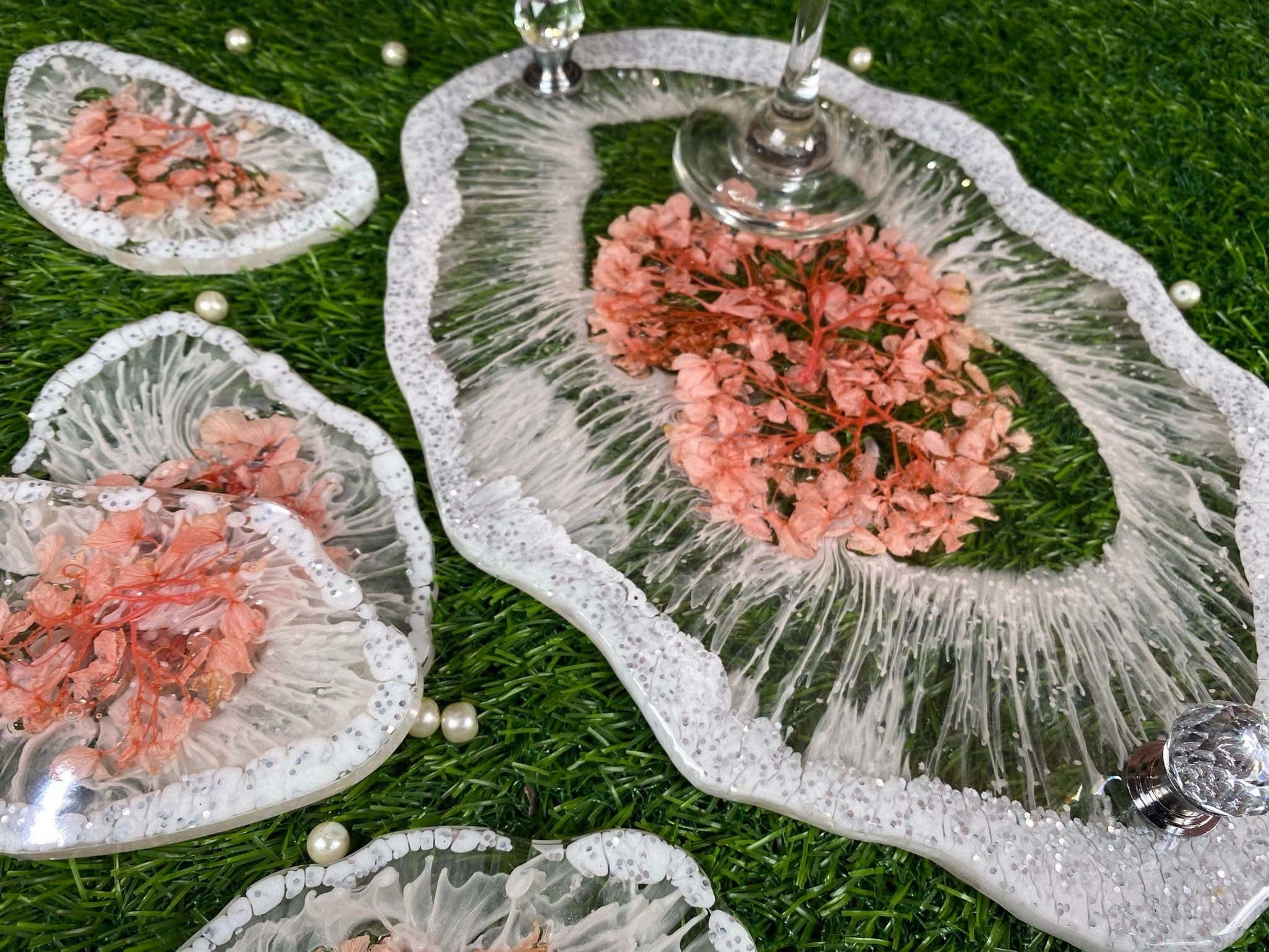 Designer Tray and Coaster Combo | Luxury Handcrafted Tableware Set - Fankaarlok