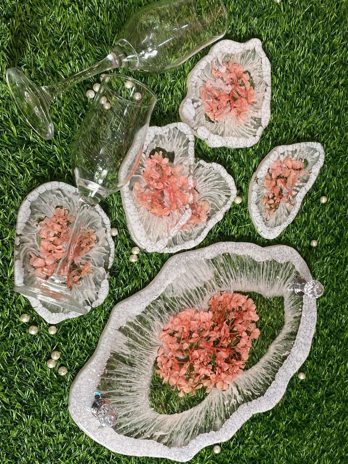 Designer Tray and Coaster Combo | Luxury Handcrafted Tableware Set - Fankaarlok