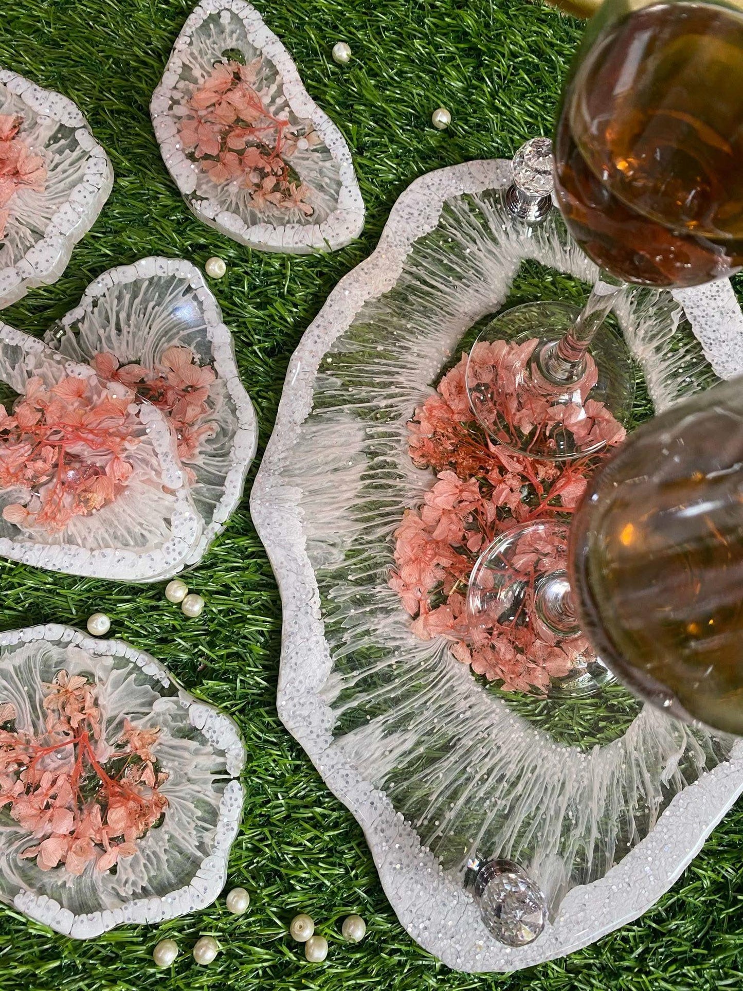 Designer Tray and Coaster Combo | Luxury Handcrafted Tableware Set - Fankaarlok