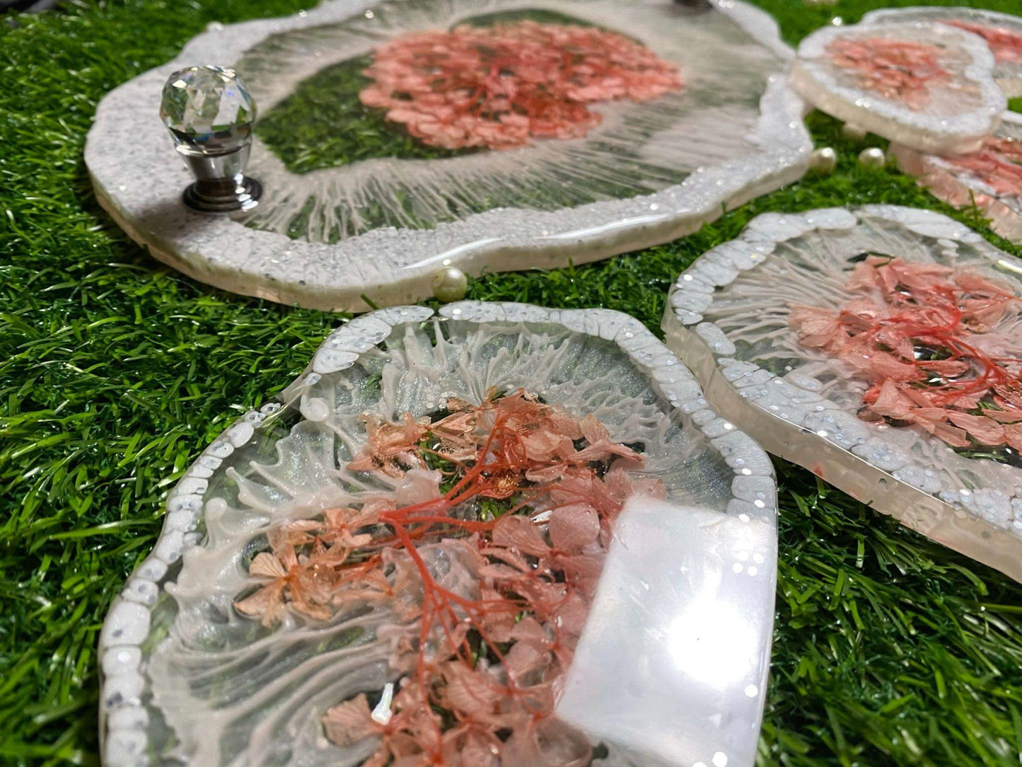 Designer Tray and Coaster Combo | Luxury Handcrafted Tableware Set - Fankaarlok