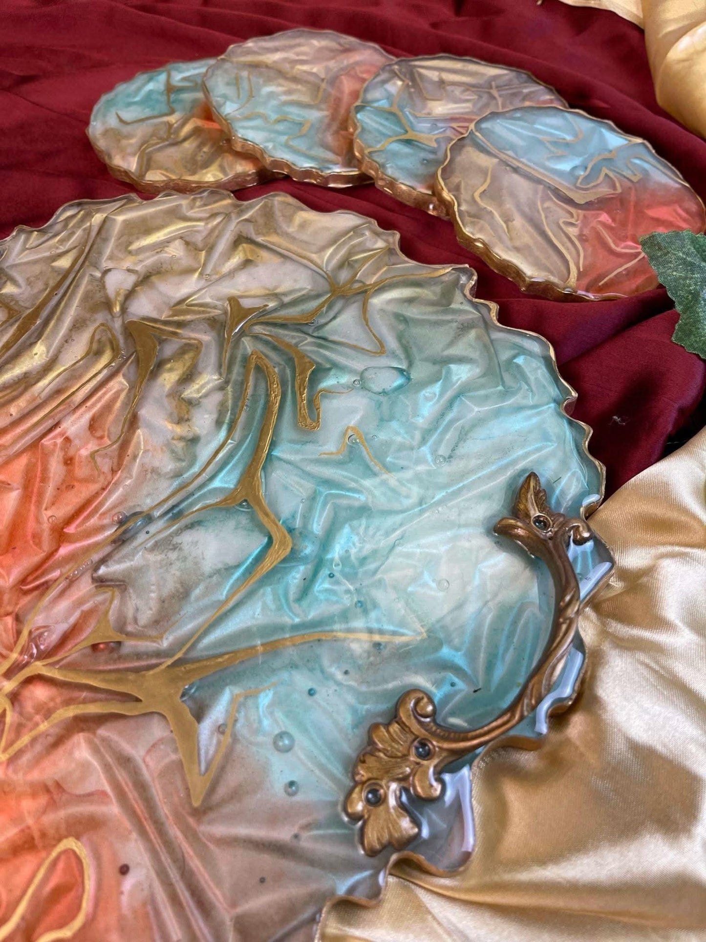 Luxury Serving Tray with Coasters | Designer Handcrafted Gift Set - Fankaarlok