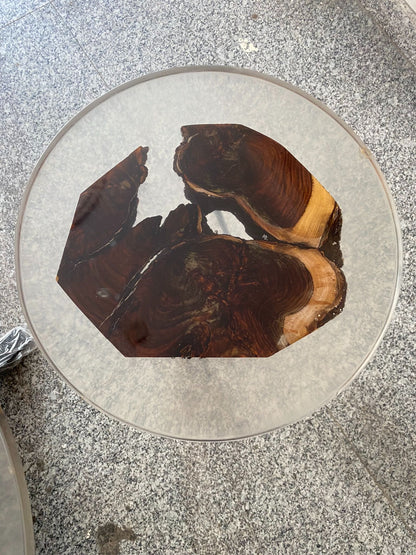 Aurora – Round Resin Wood Coffee Table | Luxury Living Room Furniture