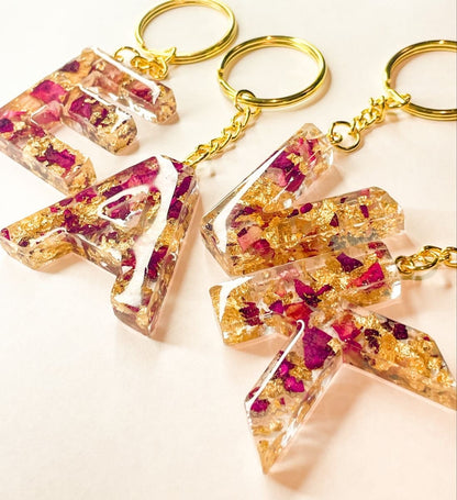Custom Keychains Online – Rose Petals Alphabet Keyrings  | Fankaarlok