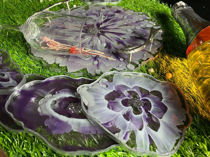 Modern Luxury Serving Set | Designer Tray with Coasters - Fankaarlok