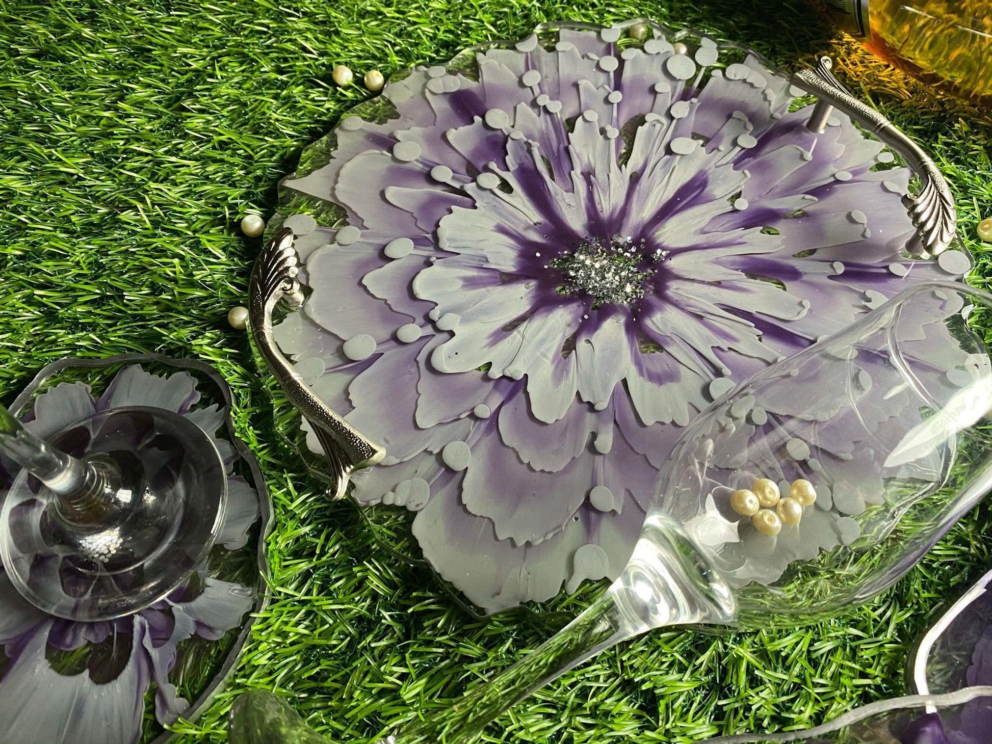 Modern Luxury Serving Set | Designer Tray with Coasters - Fankaarlok