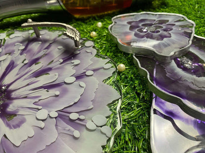 Modern Luxury Serving Set | Designer Tray with Coasters