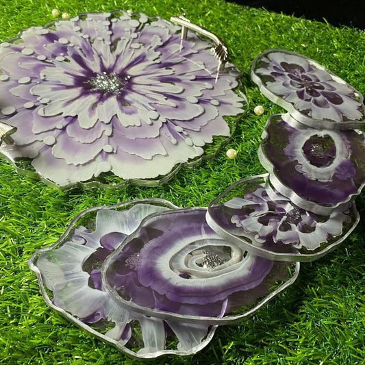 Modern Luxury Serving Set | Designer Tray with Coasters - Fankaarlok