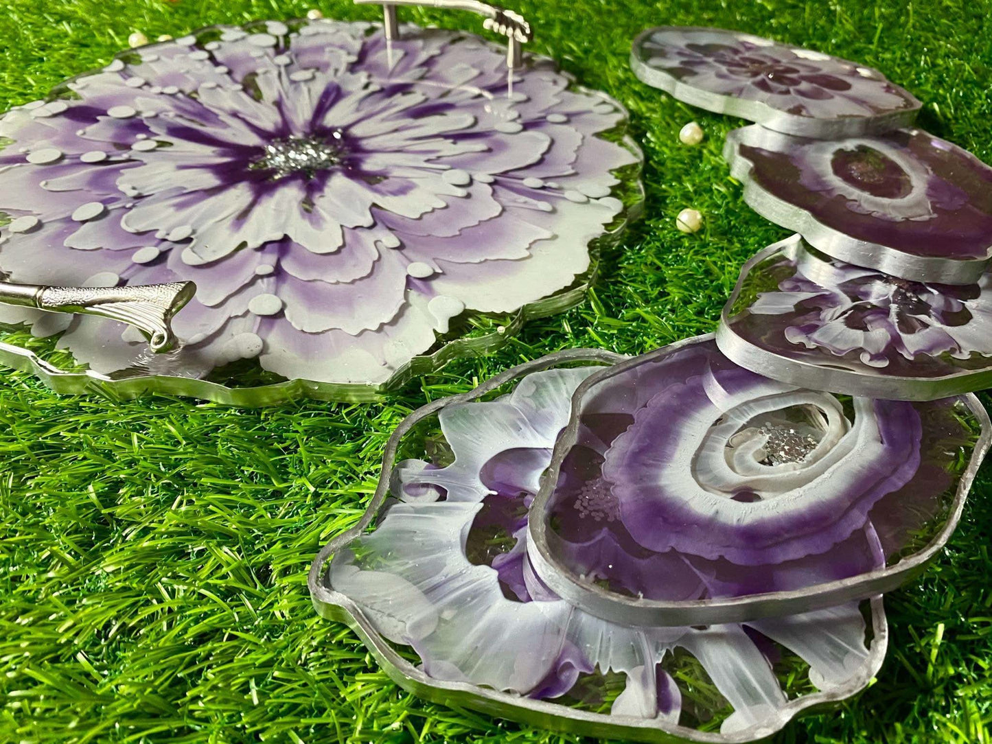 Modern Luxury Serving Set | Designer Tray with Coasters