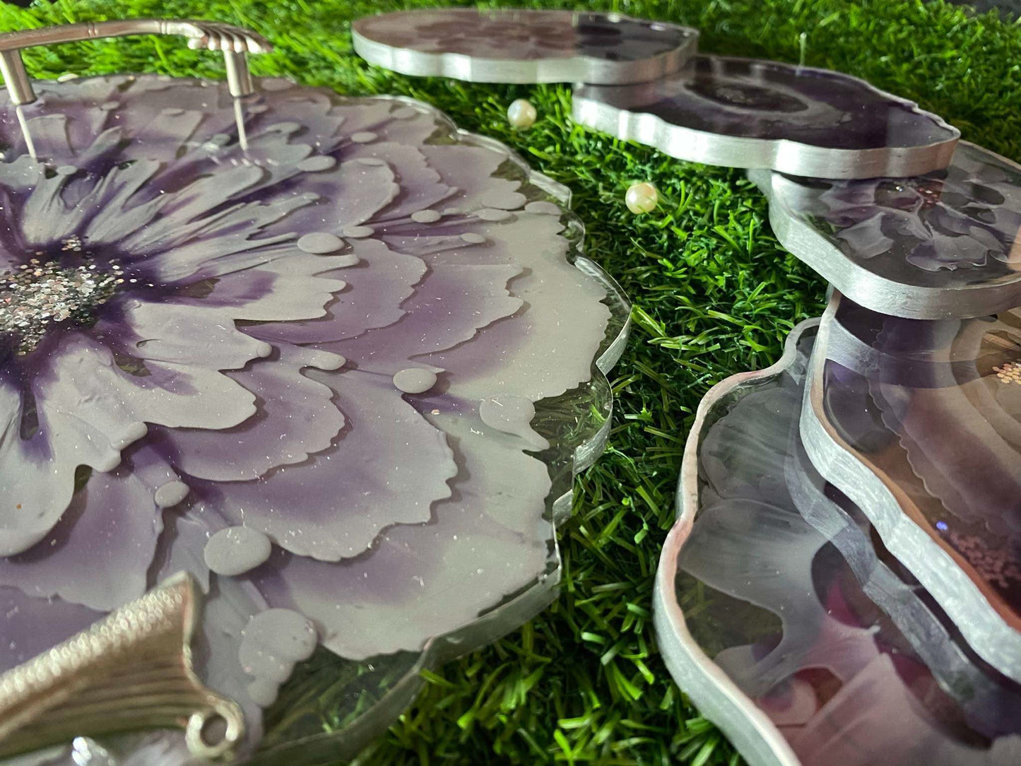 Modern Luxury Serving Set | Designer Tray with Coasters