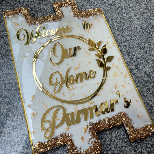 Main Door Family Signage | Personalized “Welcome to Our Home” Nameplate