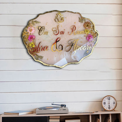 Premium Main Door Name Sign | Elegant Custom Couple Nameplate with Gold Detailing