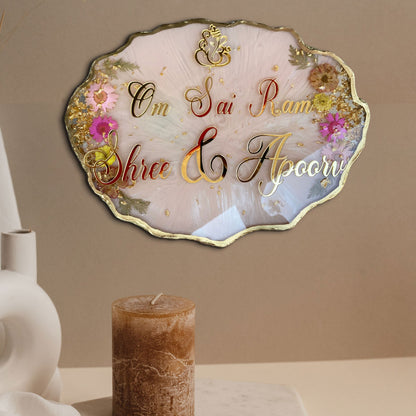 Premium Main Door Name Sign | Elegant Custom Couple Nameplate with Gold Detailing