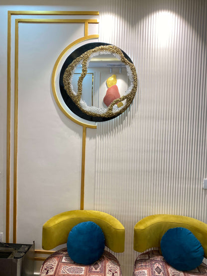 Crystal Aurora Round – Resin Unique Mirror for Living Room | Fankaarlok