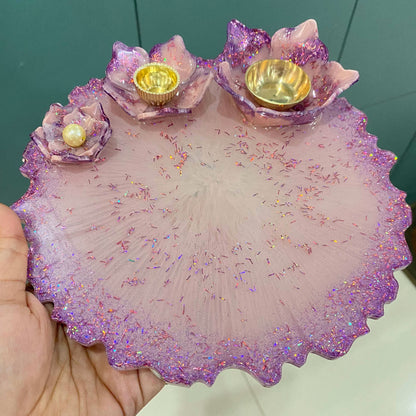 Lavender Radiance Shagun Pooja Thali with Lotus Bowls | Fankaarlok - Fankaarlok