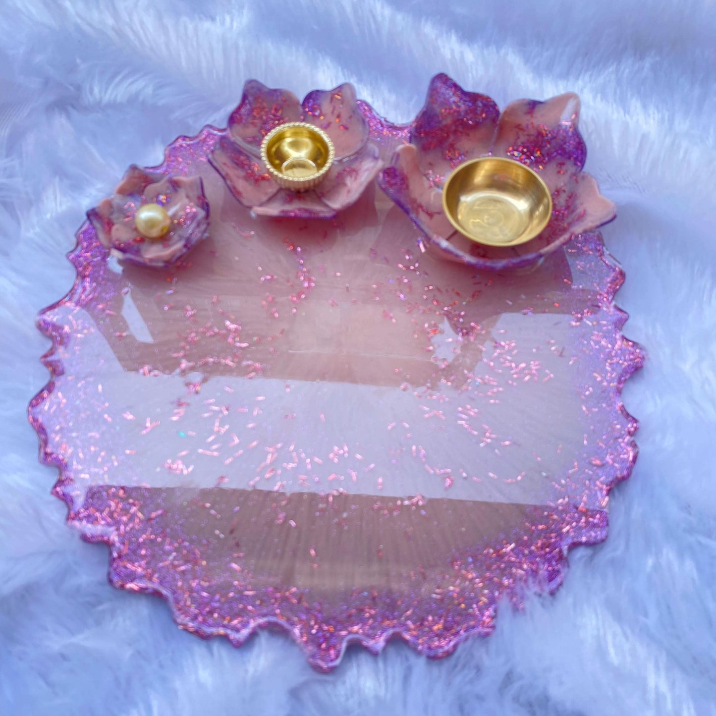 Lavender Radiance Shagun Pooja Thali with Lotus Bowls | Fankaarlok - Fankaarlok