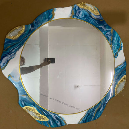 Azure Crest Round – Resin Wall Mirror for Interior Decoration | Fankaarlok