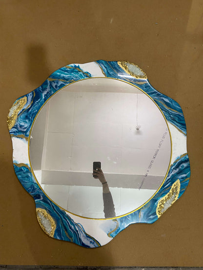 Azure Crest Round – Resin Wall Mirror for Interior Decoration | Fankaarlok