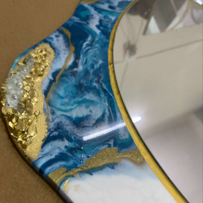 Azure Crest Round – Resin Wall Mirror for Interior Decoration | Fankaarlok