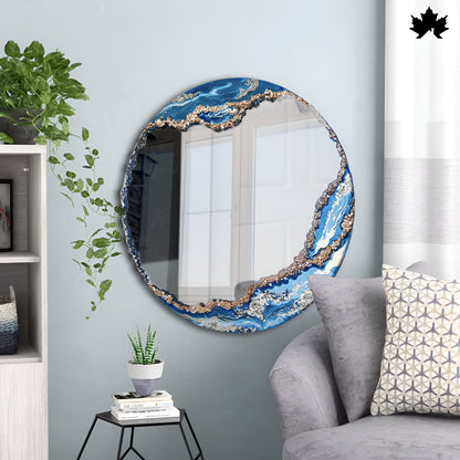 Azure Tide Round – Resin Stylish Wall Mirror Online | Fankaarlok