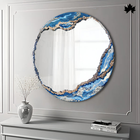 Azure Tide Round – Resin Stylish Wall Mirror Online | Fankaarlok