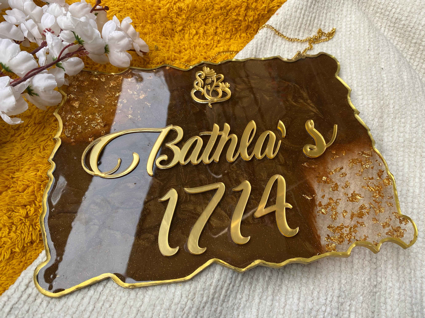 Grace Luxe – Luxury Nameplate for Home Entrance | Custom Handcrafted Nameplate