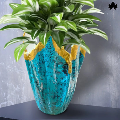 Aqua Gold Majesty – Elegant Planter for Home Decoration | Fankaarlok