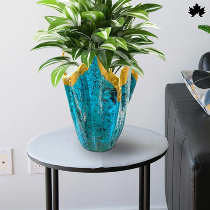 Aqua Gold Majesty – Elegant Planter for Home Decoration | Fankaarlok