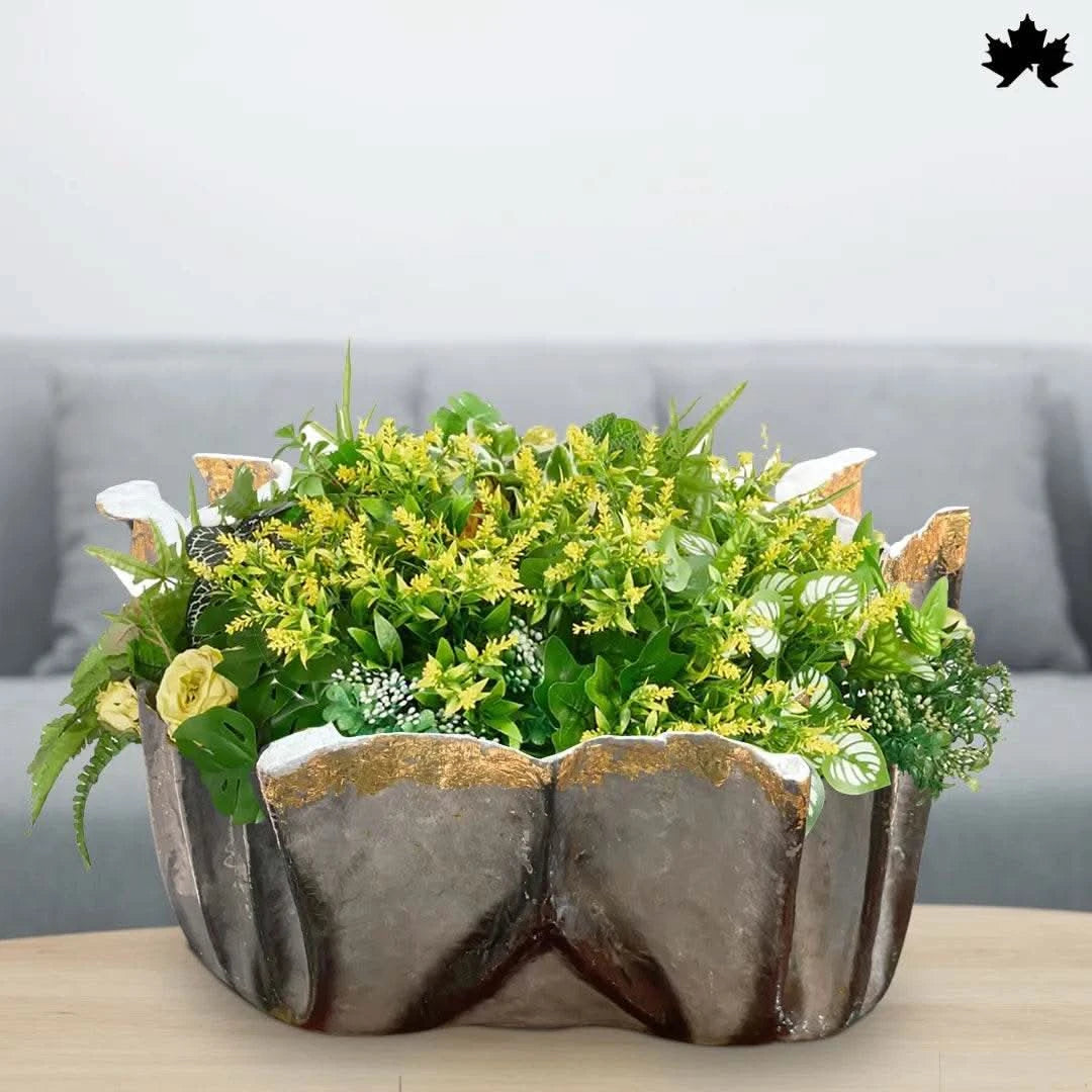 Monarch Noir – Rectangular Resin Planter in Marble Black & Gold | Fankaarlok - Fankaarlok