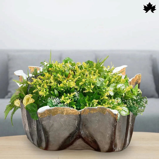 Monarch Noir – Rectangular Resin Planter in Marble Black & Gold | Fankaarlok - Fankaarlok