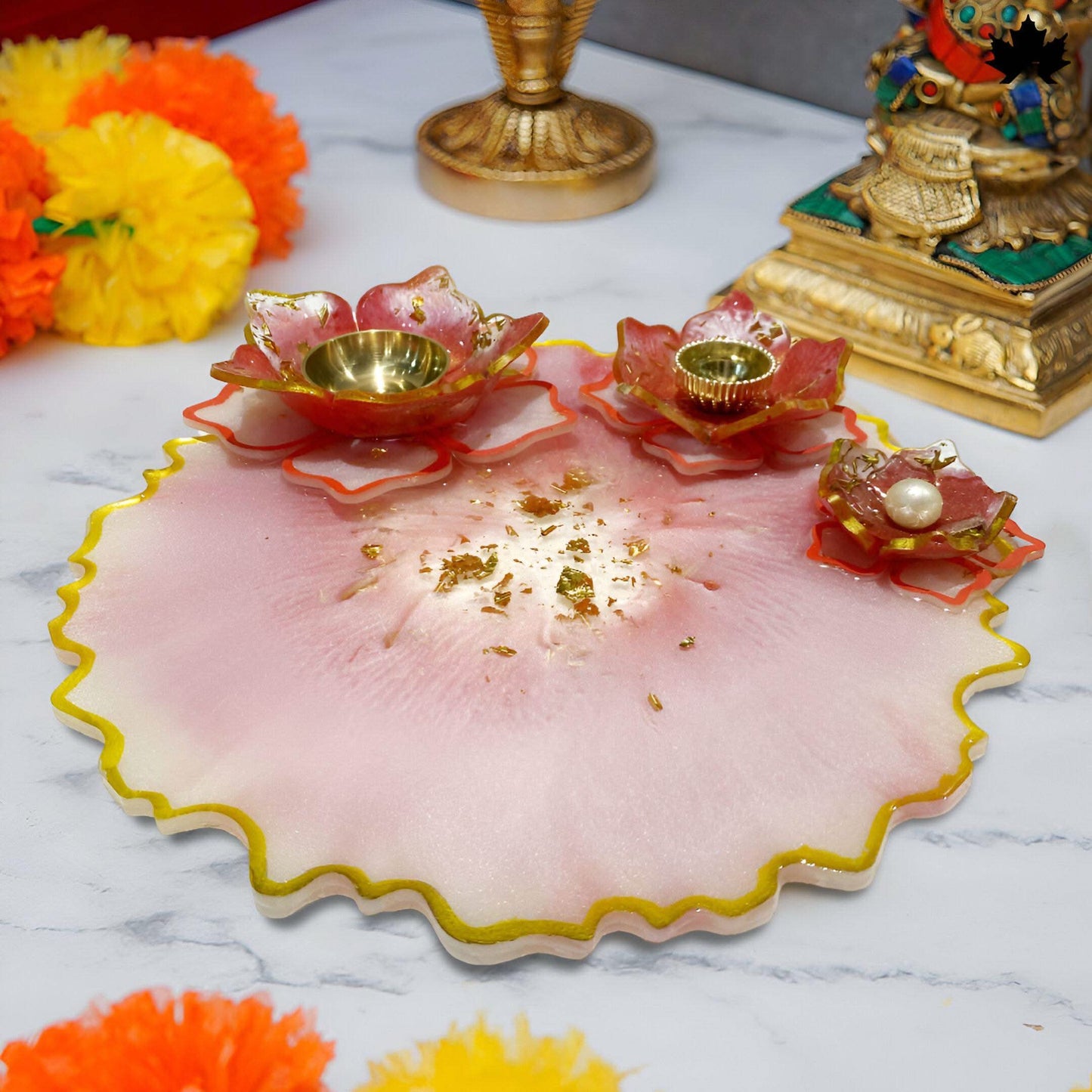 Blush Lotus Pooja Thali for Home Temple | Fankaarlok - Fankaarlok