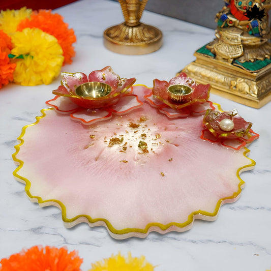 Blush Lotus Pooja Thali for Home Temple | Fankaarlok - Fankaarlok
