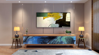 TV Table for Living Room – Artistic Resin & Wood Media Unit | Fankaarlok