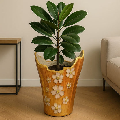 Golden Blossom Grande – Handcrafted Indoor Planter Big Size | Fankaarlok
