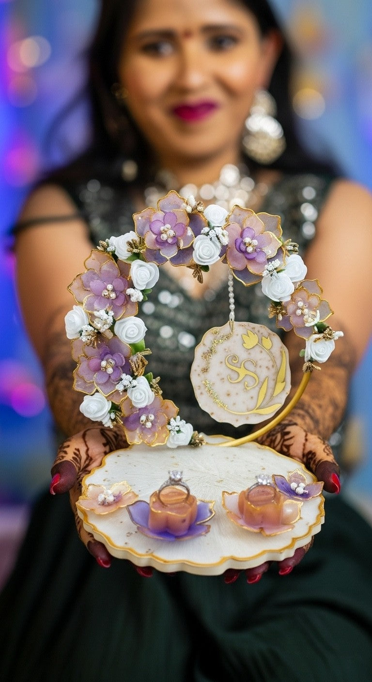 Luxury Floral Resin Ring Holder | Engagement Ring Platter by Fankaarlok