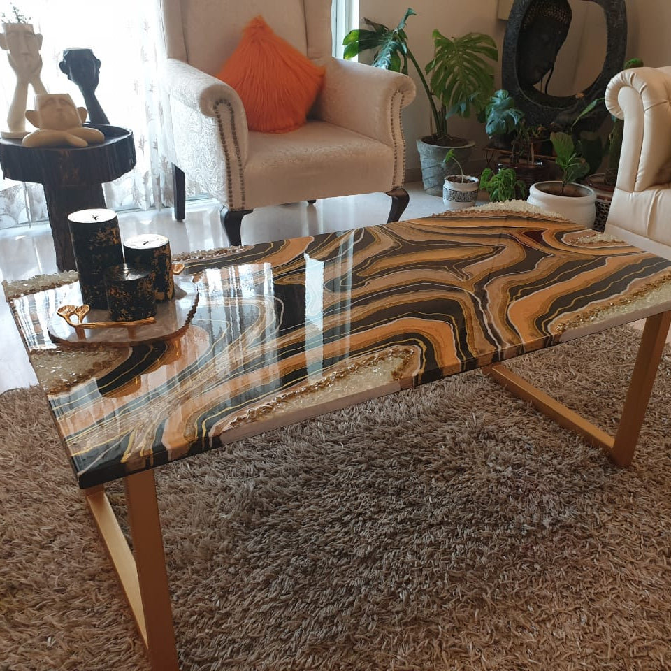 Golden Swirl Elegance – Buy Luxury Center Table Online | Fankaarlok