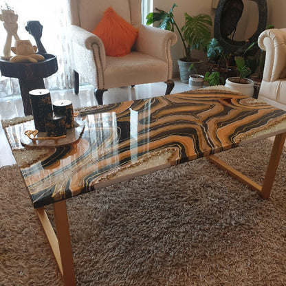 Golden Swirl Elegance – Buy Luxury Center Table Online | Fankaarlok