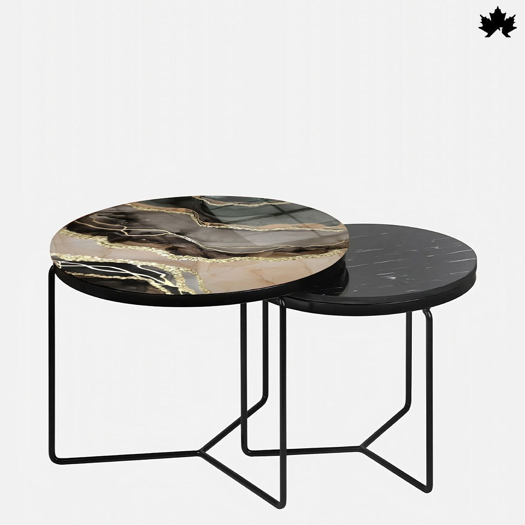 Nested Tables for Living Room – Modern Luxury Epoxy & Metal Set | Fankaarlok