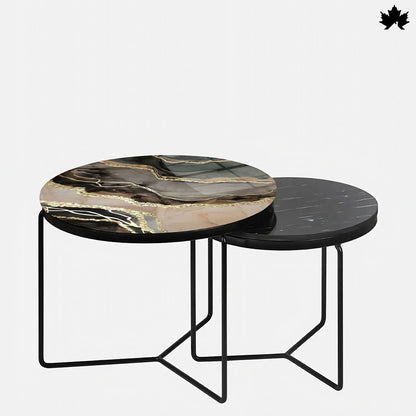 Nested Tables for Living Room – Modern Luxury Epoxy & Metal Set | Fankaarlok