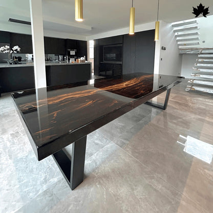 Wooden Dining Table Online – High-Gloss Black Resin Table | Fankaarlok