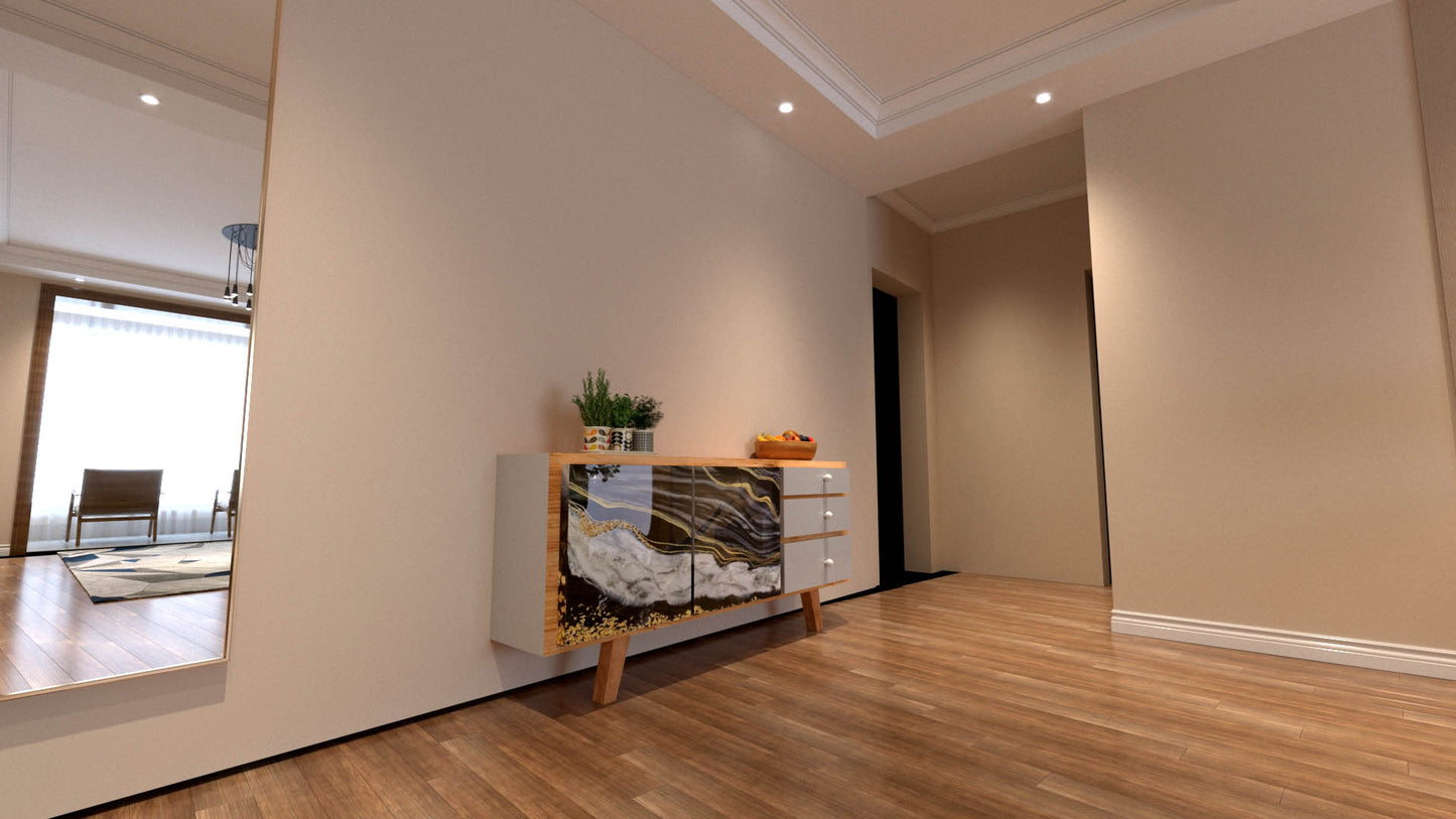 Living Room Console Table – Modern Wood & Resin Storage Cabinet | Fankaarlok